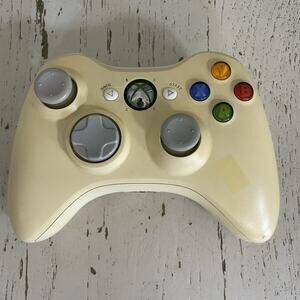 RARE Xbox 360 Wireless Controller Sand Color Tested Working No Batteries FLAWS